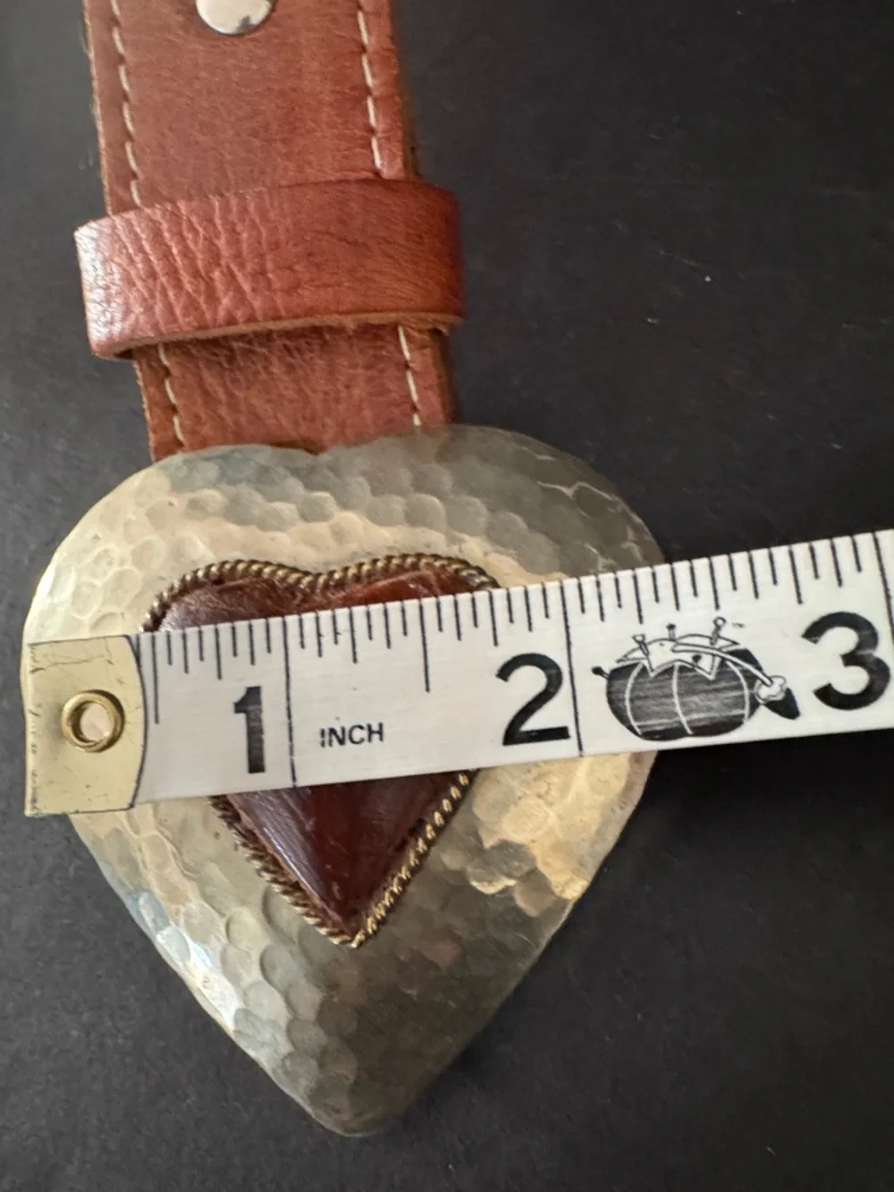 Chico’s Leather Studded Belt with Heart Buckle - Picture 5 of 16